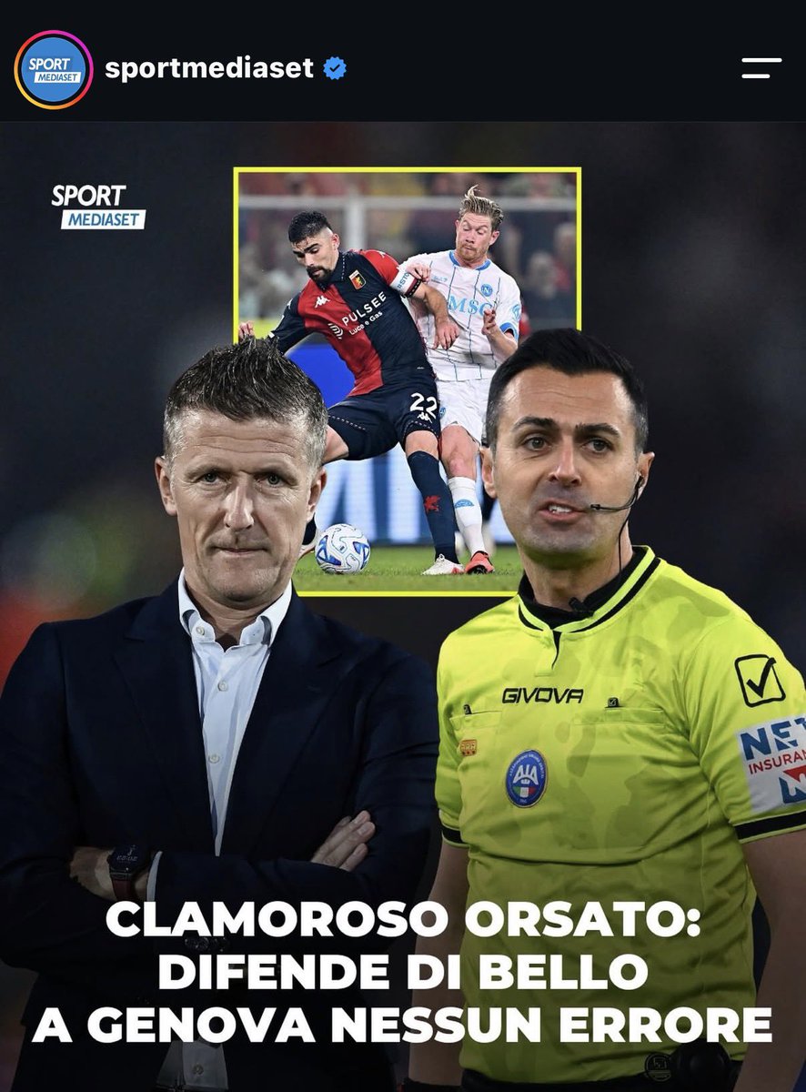 RafAuriemma's tweet photo. Rassegnatevi. Nel nuovo corso di #Orsato le sceneggiate dei difensori non produrranno più calci di punizione inesistenti. 
La propaganda anti Napoli è iniziata https://t.co/eAQ0xPIuA3