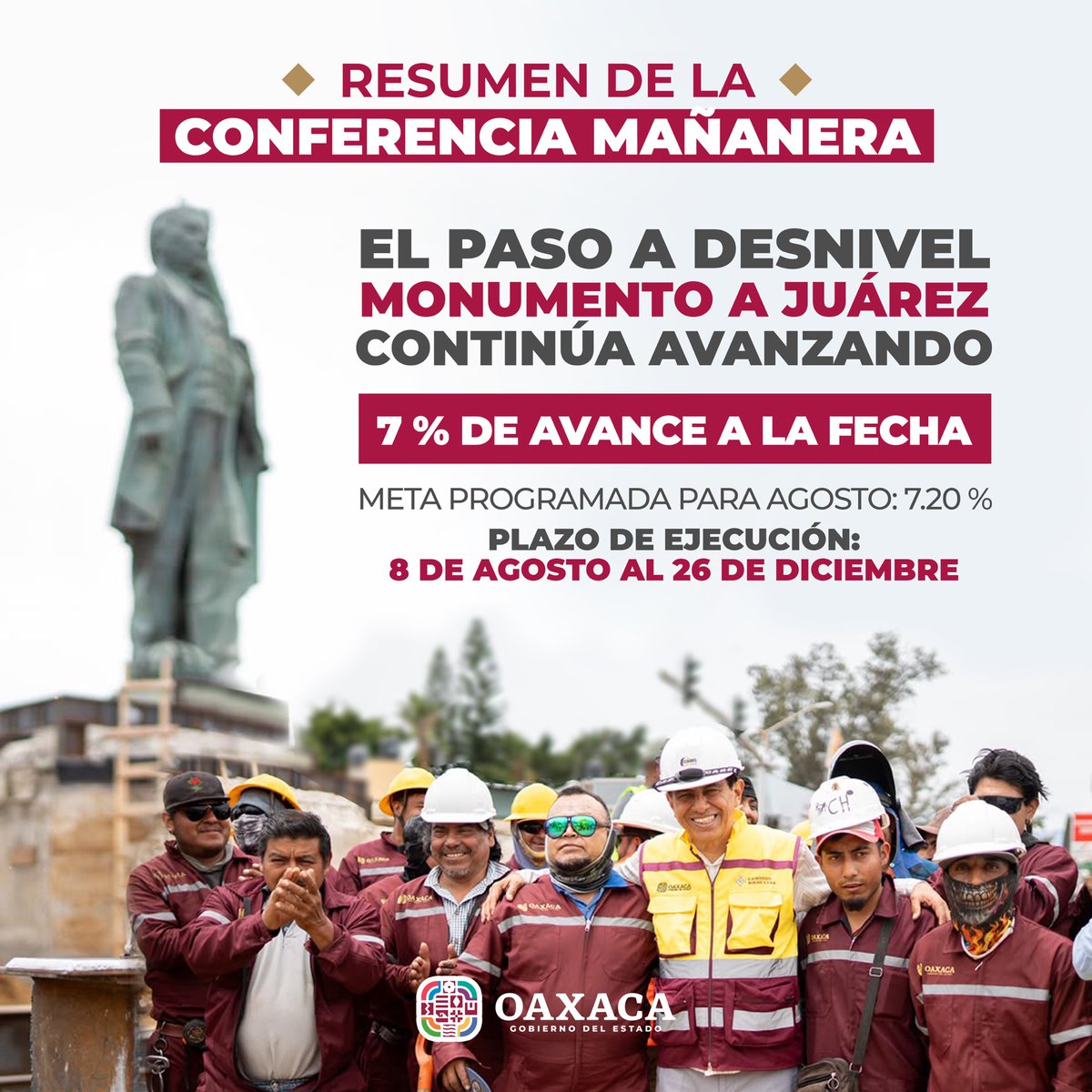 salomonj's tweet photo. Amigas y amigos, aquí les comparto el resumen de nuestra conferencia de prensa. 🙌🏽

🏗️ Presentamos los avances del Paso a Desnivel Monumento a Juárez.
🛒 Impulsamos a las y los productores con el programa Orgullo Oaxaca.
💲 Crece la confianza para invertir en nuestro estado y generar nuevas oportunidades.
🚌 BinniBus transforma el transporte público y beneficia a miles de familias.

Así seguimos trabajando por el bienestar de nuestras paisanas y paisanos. 🙌🏽