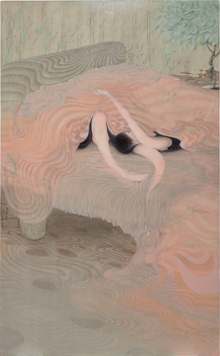 hollycurates's tweet photo. paintings by Tomoko Kashiki. it really moves me when surreal imagery conveys a recognizable emotional state so precisely

1/ With Benjamina and Wall, 2012
2/ Tile Room, 2010
3/ I am a Rock, 2012
4/ You Are Grass, and You Are a Good Child, 2017 https://t.co/Nx291zXaKM