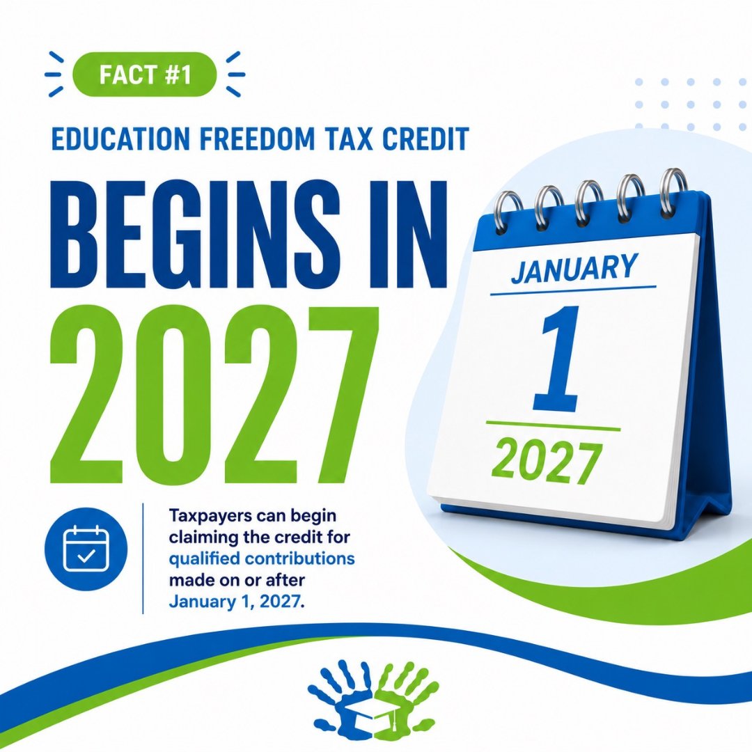 IowaSGO's tweet photo. Starting in 2027, taxpayers may claim the Education Freedom Tax Credit for qualified donations to approved SGOs—bringing new opportunities for students and families. #SchoolChoice https://t.co/xe1G0dPQbo