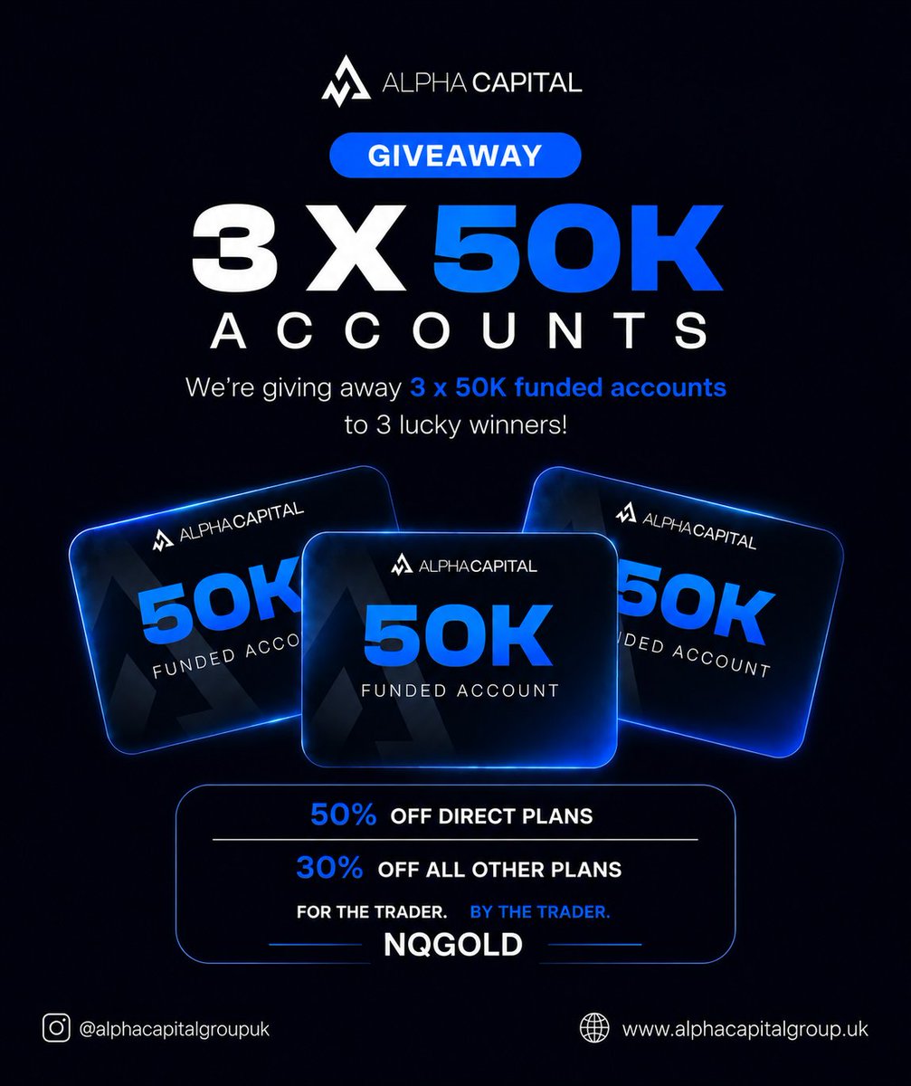 NQGold_'s tweet photo. 🚨 GIVEAWAY ALERT 🚨

3x50K from @AlphaCapitalUK.   

To join:    

💦 Follow Alpha on IG: https://t.co/kLFpRq22zp…

💦Follow:
@NQGold_
@AlphaCapitalUK

💦Tag 3 friends

💦Like and retweet quoted tweet

Winners before weekends.

Don’t forget to use code "NQGOLD" for 50% off on DIRECT PLANS 

7 days winners 🏆