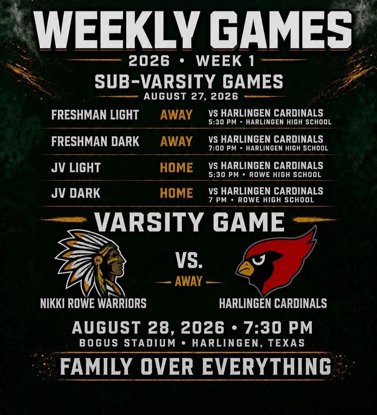 Rowe006's tweet photo. ๐ Football season is here! Check out this weekโs game schedule. Go Warriors! #WarriorPride #ProtectTheStandard https://t.co/8BQ2dizuis