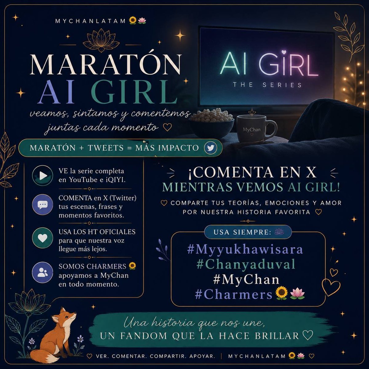 mychanxlatamm's tweet photo. Mientras esperamos por el evento de las chicas les proponemos esto ... 
Que les parece sí vemos AI Girl 😏 ? Y así en cada oportunidad que tengamos. 

 #AIGirlSeries
#Myyukhawisara #Chanyaduval #MyChan #Charmers 🌻🪷 https://t.co/otATY51r9P