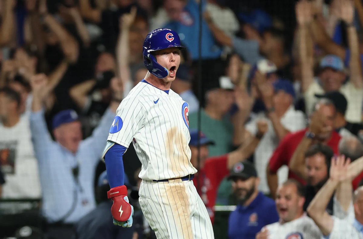 Gambletani's tweet photo. Pete Crow-Armstrong has a 7.9 fWAR in his last 100 games which is higher than the full season totals of 

2022 NL MVP Goldschmidt 
2021 NL MVP Harper 
2019 NL MVP Bellinger
2018 NL MVP Yelich
2017 NL MVP Stanton
2016 NL MVP Bryant

PCA is a monster https://t.co/EfVfbG0JKV