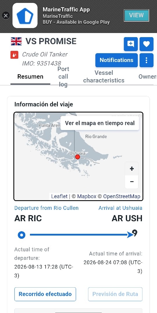 TavoCibreiro's tweet photo. Hace unos meses atrás, el gobierno nacional intervino el puerto de Ushuaia por pedido de EEUU. Hoy, pasadas las 7 AM, amarró el petrolero inglés VS Promise. Milei le brinda apoyo logístico a los usurpadores. Una locura. https://t.co/kyvbpZPQwK