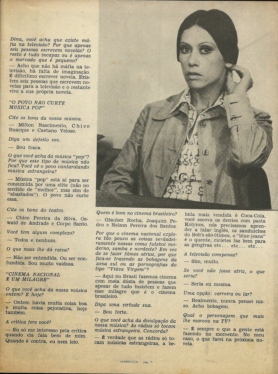 acervodinasfat's tweet photo. “dina sfat: ‘censura limita o ator’”
matéria da revista romântica, n° 148, 1973. https://t.co/XWtamRnBlb