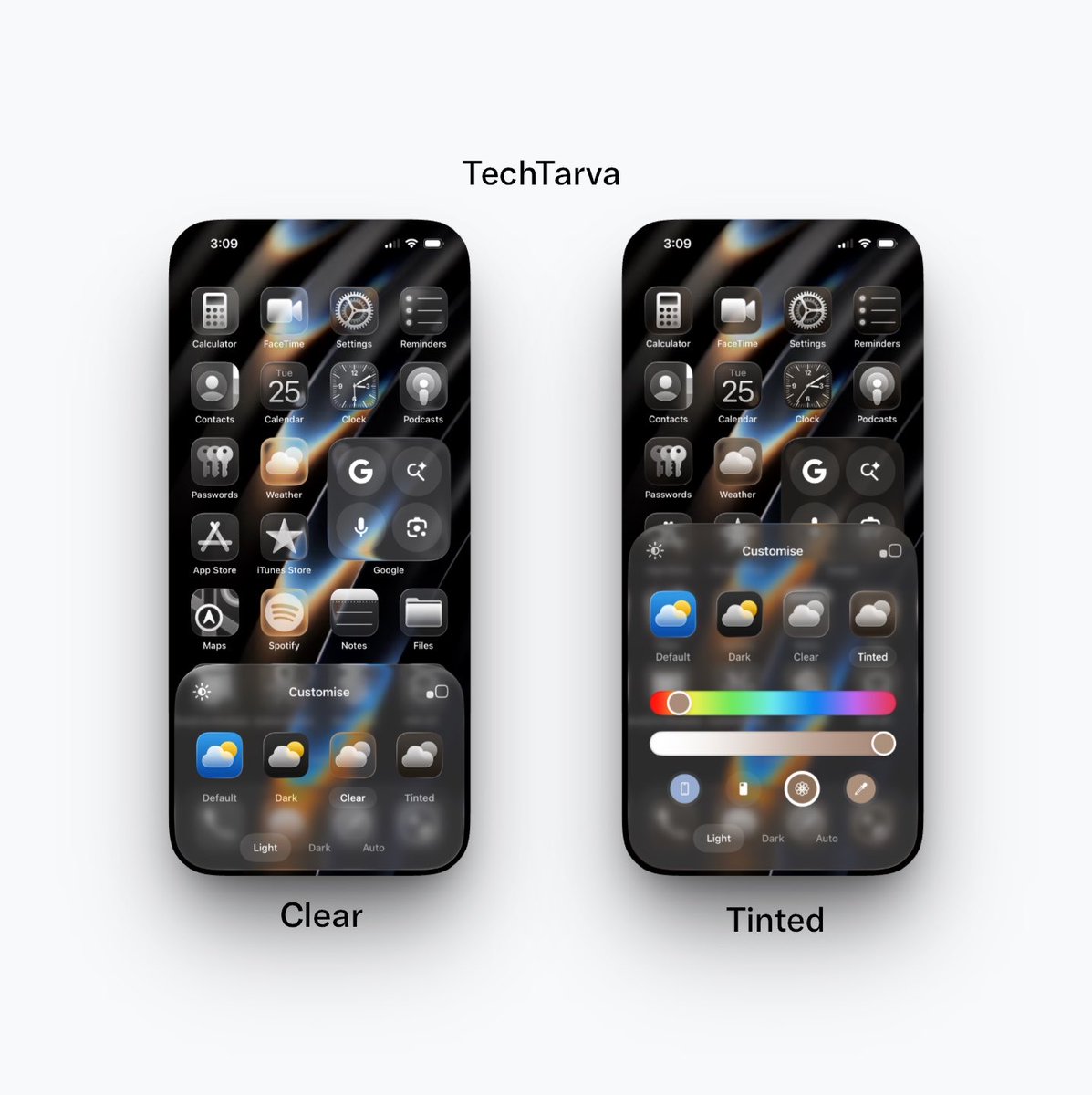 TechTarva's tweet photo. Still can’t decide between Clear and Tinted 😭

Which one are you guys using?
#Apple https://t.co/lHGjQHgqVK