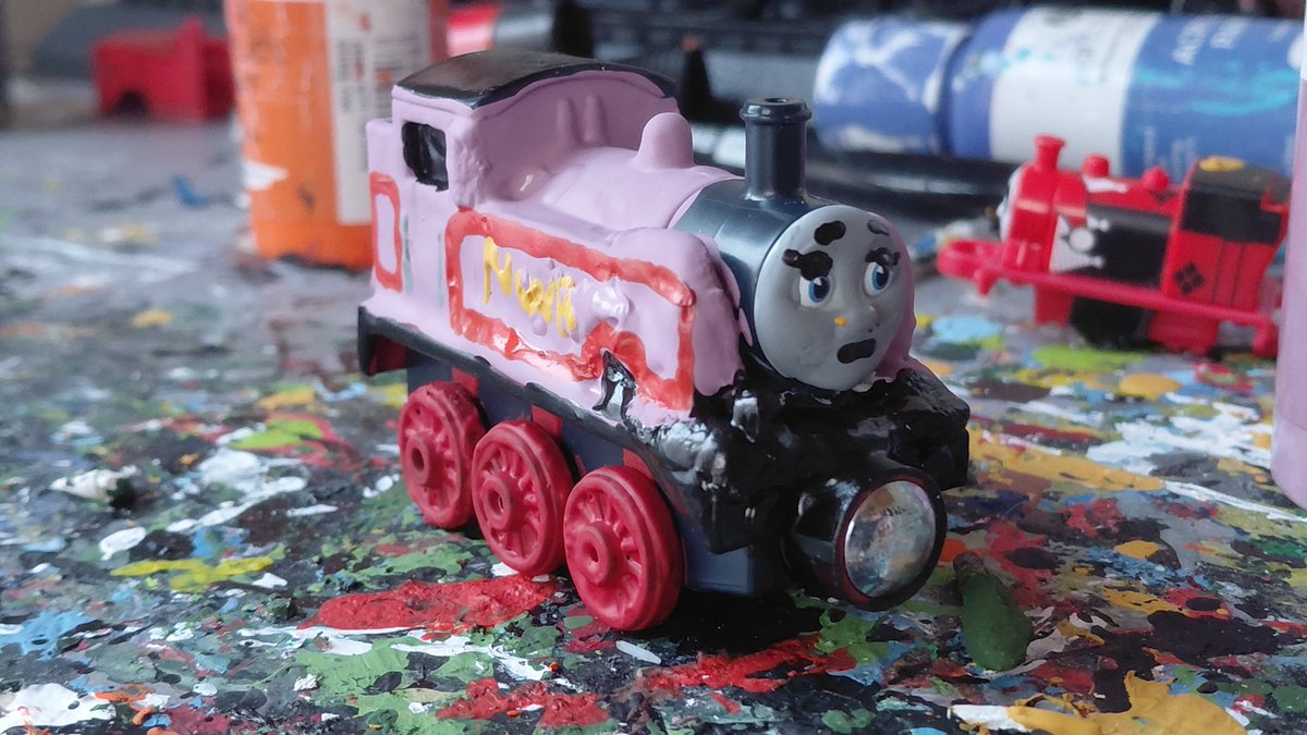 teamzug04's tweet photo. My customs of take n play Mid Sodor Albert (my take on him) and Thomas 2026 reboot diecast Levi and my 2026 Thomas reboot oc Sophie (she's an LNER J50 tank engine).

These guys are my last customs I made during the summer before I have to go back to my College tomorrow https://t.co/SsqV7BHRcn