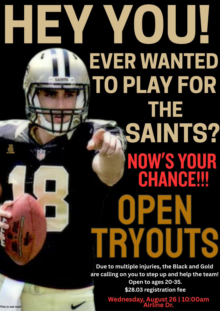 JonoBarnes's tweet photo. Ok these Saints injuries are getting ridiculous! I just got this in my email https://t.co/xkoCv2FzT4