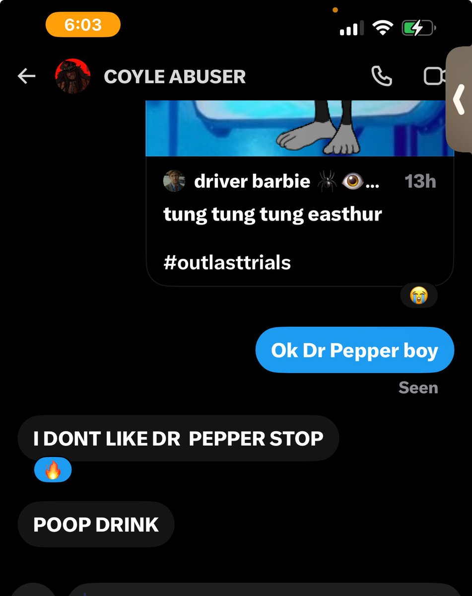 eqew0's tweet photo. @SINYALAS_WORST Dosent like Dr Pepper… wtf https://t.co/dFS9Ej2fcn