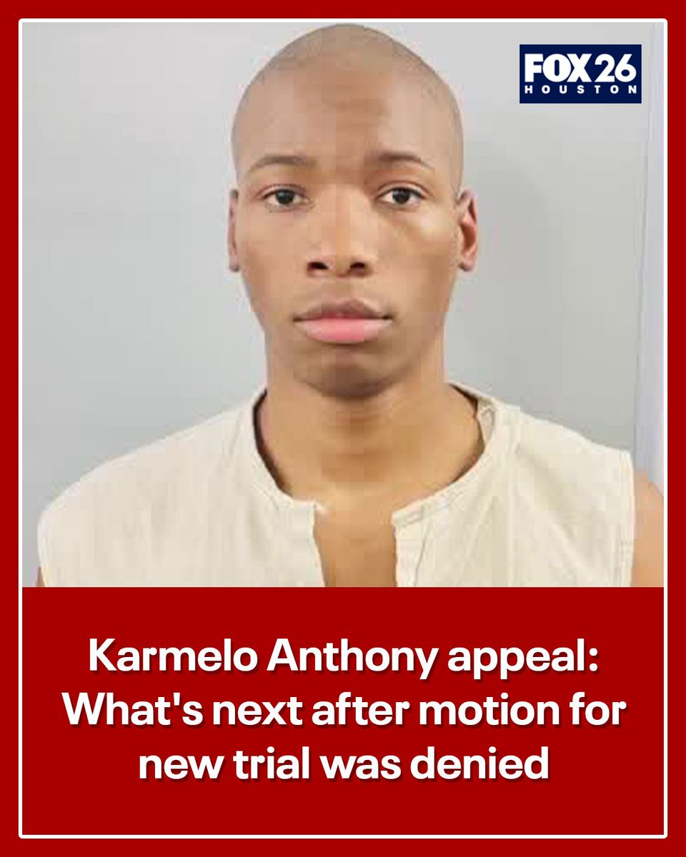 FOX26Houston's tweet photo. After his motion for a new trial was denied last weekend, Karmelo Anthony may have to wait until 2027 for an appeal hearing as his case goes through a Dallas appeals court. https://t.co/byawdmNiF5 https://t.co/T9ONFY7Ji0