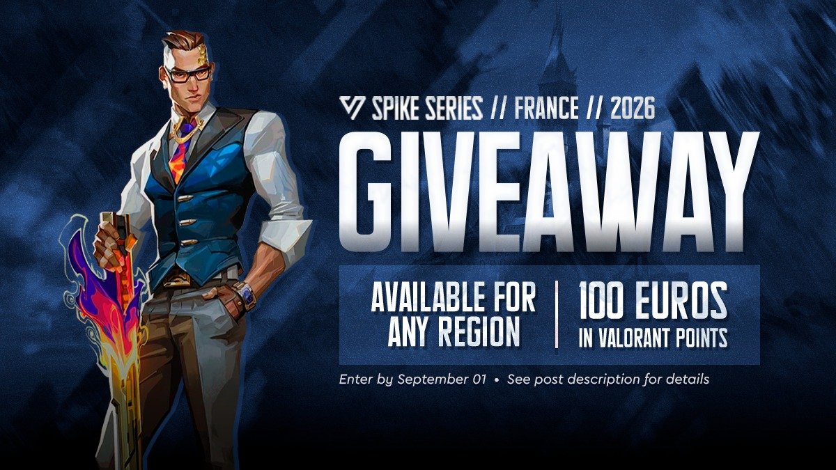 SpikeSeriesFR's tweet photo. 🇫🇷 SPIKE SERIES FRANCE — CONCOURS 🎁

Pour célébrer l'arrivée de Spike Series France, nous offrons 100€ en Points VALORANT !

Comment participer :

❤️ Aimer ce post
🔁 Reposter ce post
➕ Suivre @Spikeseries_EU et @SpikeSeriesFR

💬 Répondre et taguer 2 amis avec qui vous joueriez à VALORANT

♻️ Vous pouvez participer autant de fois que vous le souhaitez ! Assurez-vous simplement de taguer des personnes différentes dans chaque réponse.

🌍 Ouvert à TOUTES les régions
💰 Prix : 100€ en Points VALORANT
📅 Clôture des participations : 1 Septembre 23:59h
🏆 Vainqueur annoncé : 2 Septembre à 18:00h

⚠️ Vous devez compléter TOUTES les étapes pour que vos participations soient valides.

Bonne chance ! 🍀