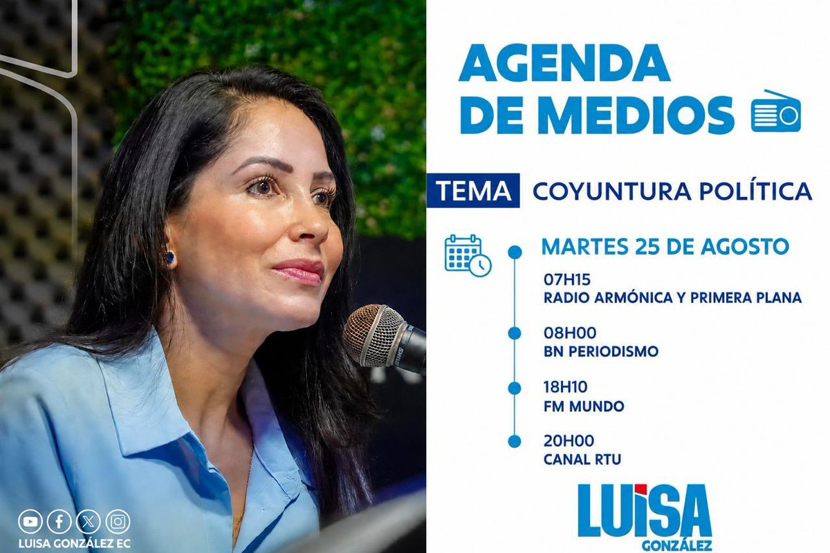 LuisaGonzalezEc's tweet photo. Nos vemos mañana martes 25 https://t.co/uHj72OPpik