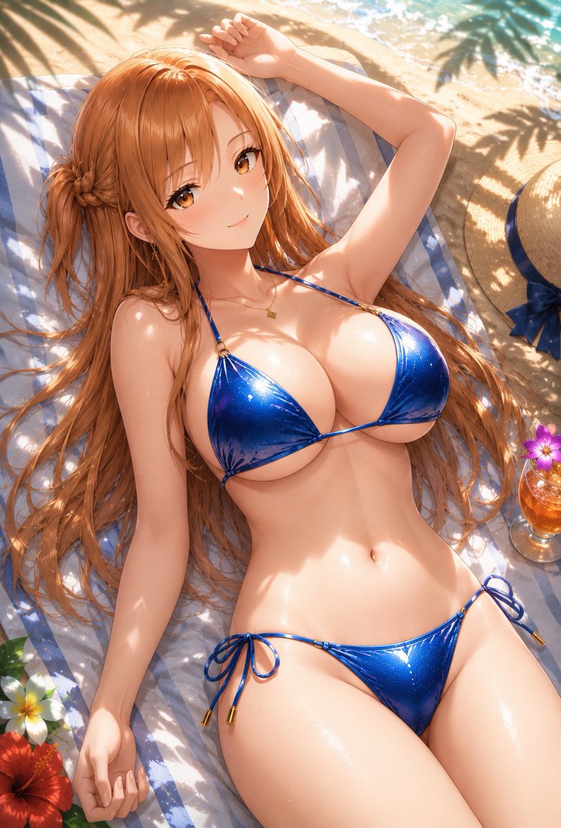 4beYbojjHs94624's tweet photo. おはようございます✨️
今日も宜しく、🎶
青色🔵ビキニ👙あすな💞

#Asuna_Yuuki #結城明日奈
SAO
AIイラスト SFW_illustration

「青い水着、夏の海にぴったりでしょ？ 一緒にのんびりしよっか♡」 https://t.co/OvIU5WHReK