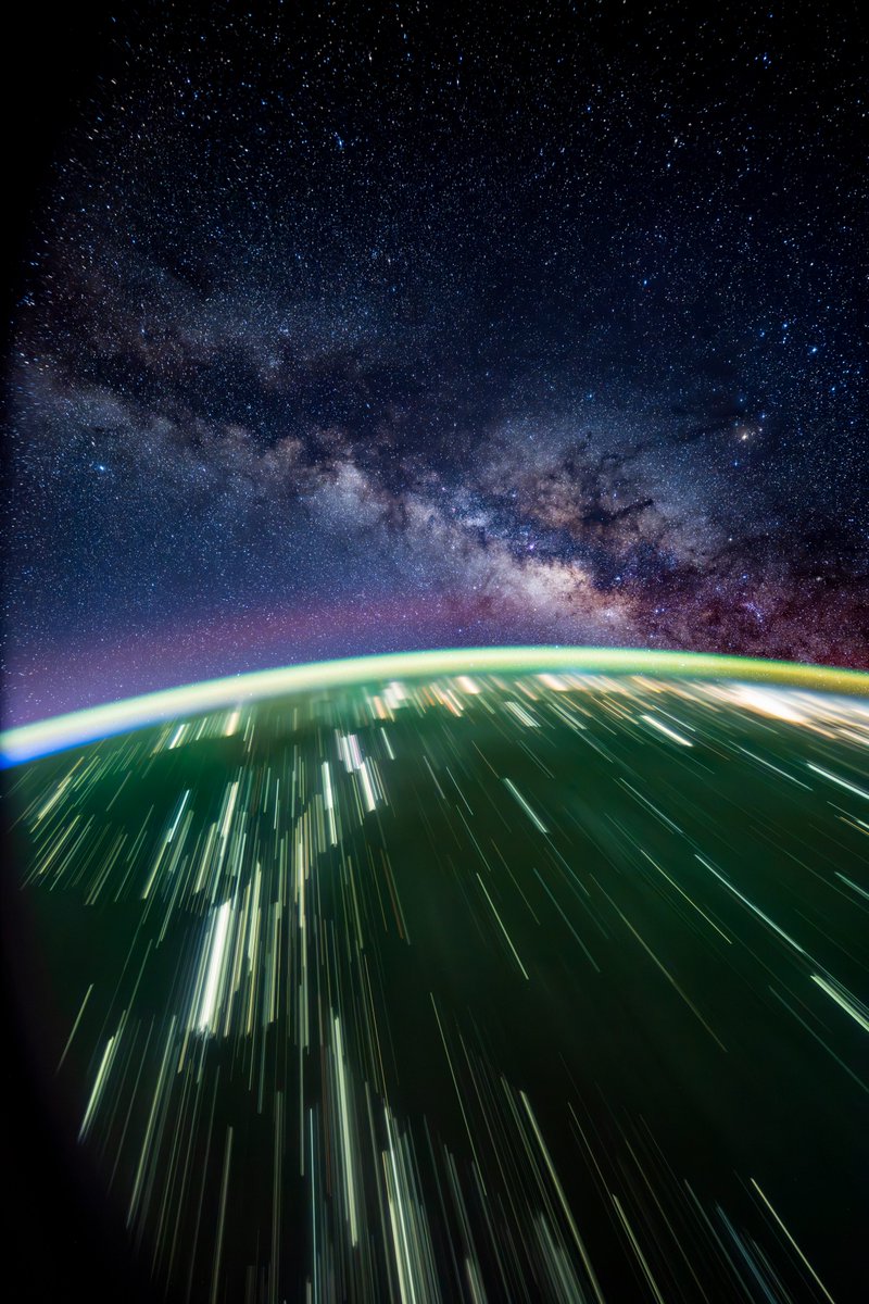 astro_Pettit's tweet photo. Milky Way rising over the sparse lights of Mongolia, seen through the oval window of @SpaceX Dragon.

Taken on Expedition 72 to ISS with Nikon Z9, Arri Zeiss 15mm lens, T1.8 with custom orbital sidereal tracker. https://t.co/IVoX5aPLVl