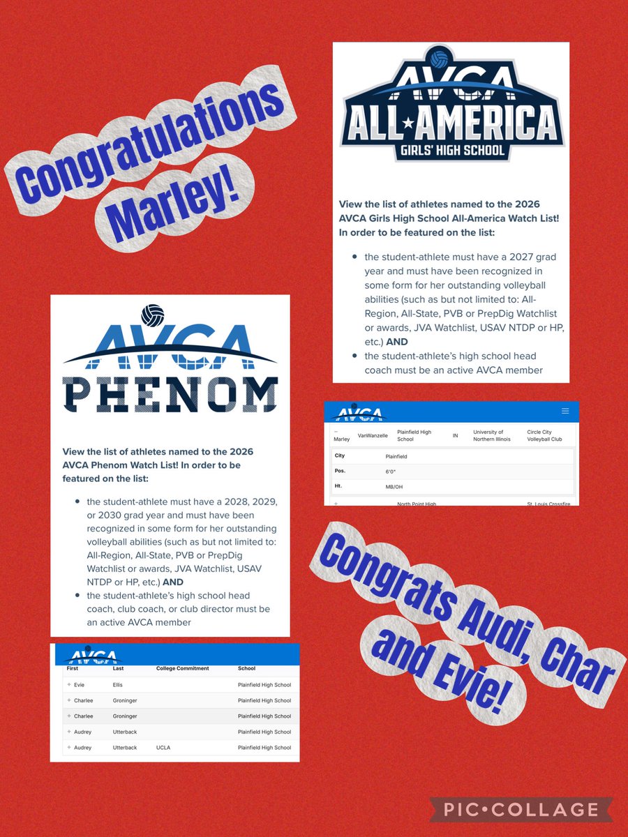 phsvolleygirls's tweet photo. AVCA All American and Phenom Watchlist. IHSVCA Watchlist. Congrats ladies! https://t.co/ec555kdD5x