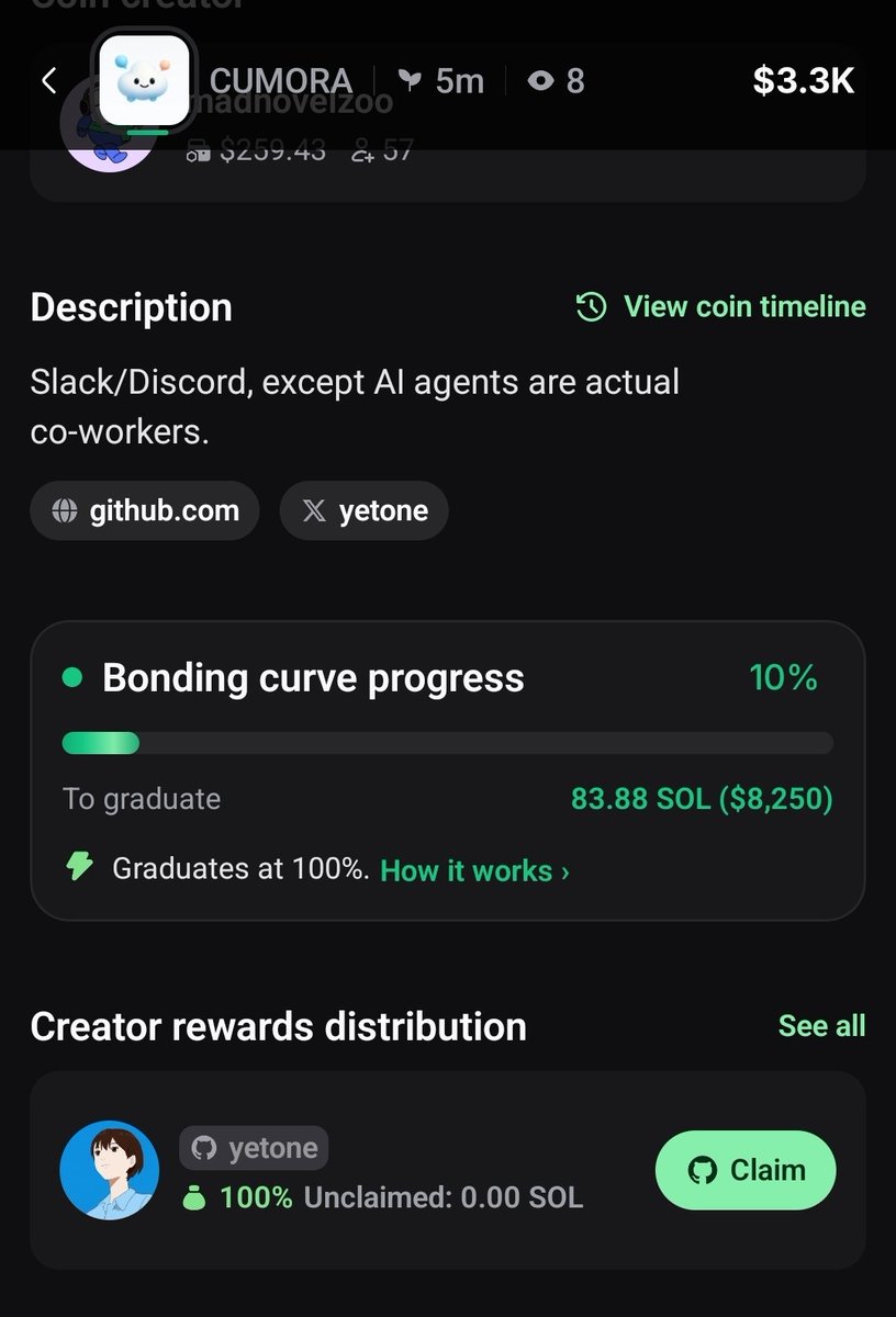 rafedigs's tweet photo. Launched $CUMORA around @yetone’s open-source project.

Slack/Discord, except AI agents are actual co-workers - such a clean idea for where agent collaboration is heading.

Creator fees have been redirected 100% to @yetone and are his to claim.

Connect to the cloud ☁️ https://t.co/YRZKPFCrPr