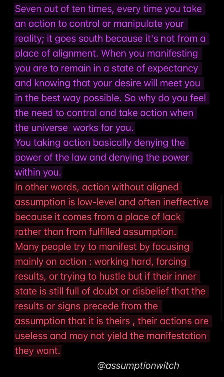 assumptionwitch's tweet photo. If you're someone who keeps taking micro-managing things and taking physical action because you secretly don't trust the Law of Assumption to do its job, this is for you. https://t.co/wYH9Aq5PEY