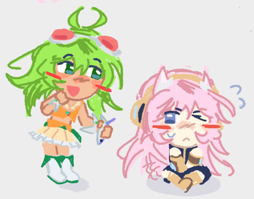 tabbie_ee's tweet photo. #MegurineLuka #GUMI doodles https://t.co/wjD9ly92Xt