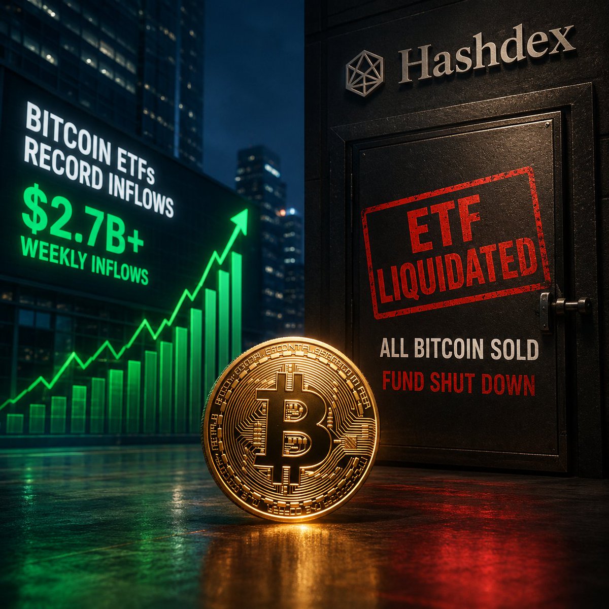 CasperAlphaX's tweet photo. Bitcoin ETFs are pulling in hundreds of millions.

Meanwhile, Hashdex is shutting down its Bitcoin ETF.

DEFI stopped trading on Aug. 17. The fund is now being liquidated, with its Bitcoin sold and proceeds returned to shareholders.

This isn’t institutions abandoning Bitcoin.

It’s something more interesting: the ETF market is entering survival-of-the-fittest mode.

Capital is concentrating in the winners.

Source: https://t.co/QpIoMIj3hG