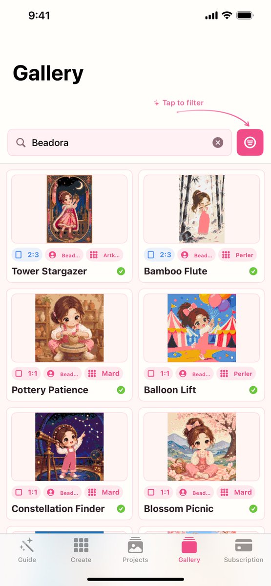FuseBeadsLover's tweet photo. @sofiyasolatido Share an amazing fuse bead app called Beadora 🔥

It has tons of super cute and beautiful patterns to choose from! 😍 You can also describe what you want to generate a pattern, resize patterns, or even turn your photos into fuse bead patterns. https://t.co/h33sS9LVuo
