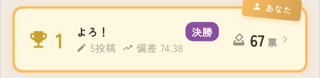 5564_20203333's tweet photo. 季節茶屋表彰台でした！！めちゃくちゃ嬉しい！！！！！！けど優勝見えてたのに決勝で沈んでしまったのは不甲斐ないです………。苦手なお題でも頭働かせられるよう頑張ります！！ https://t.co/6IbrwWI3k2