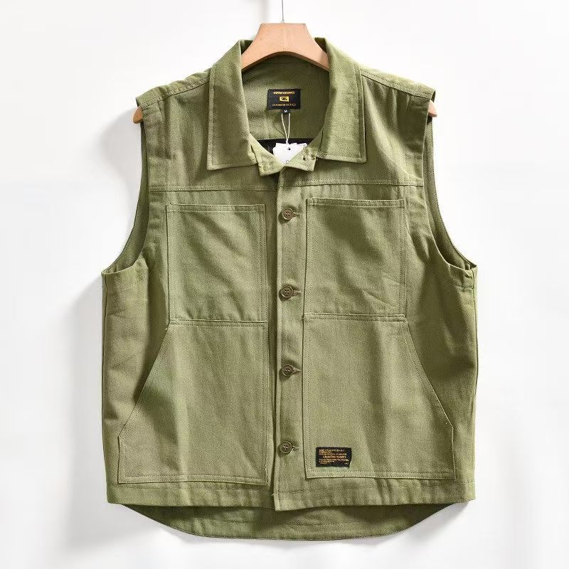 Chinasallchen's tweet photo. Men’s Casual Vest Sleeveless Cargo Jacket Multi‑Pocket Lapel Denim Waistcoat #Vest  #shoes #wholesale #camo #combat boots #shoes #boots #Footwear factory #shoes manufacturer #Tactical #Outdoor Supplies  Pls Add Whatsapp 86 13182921090 https://t.co/2GOeNK6JF9