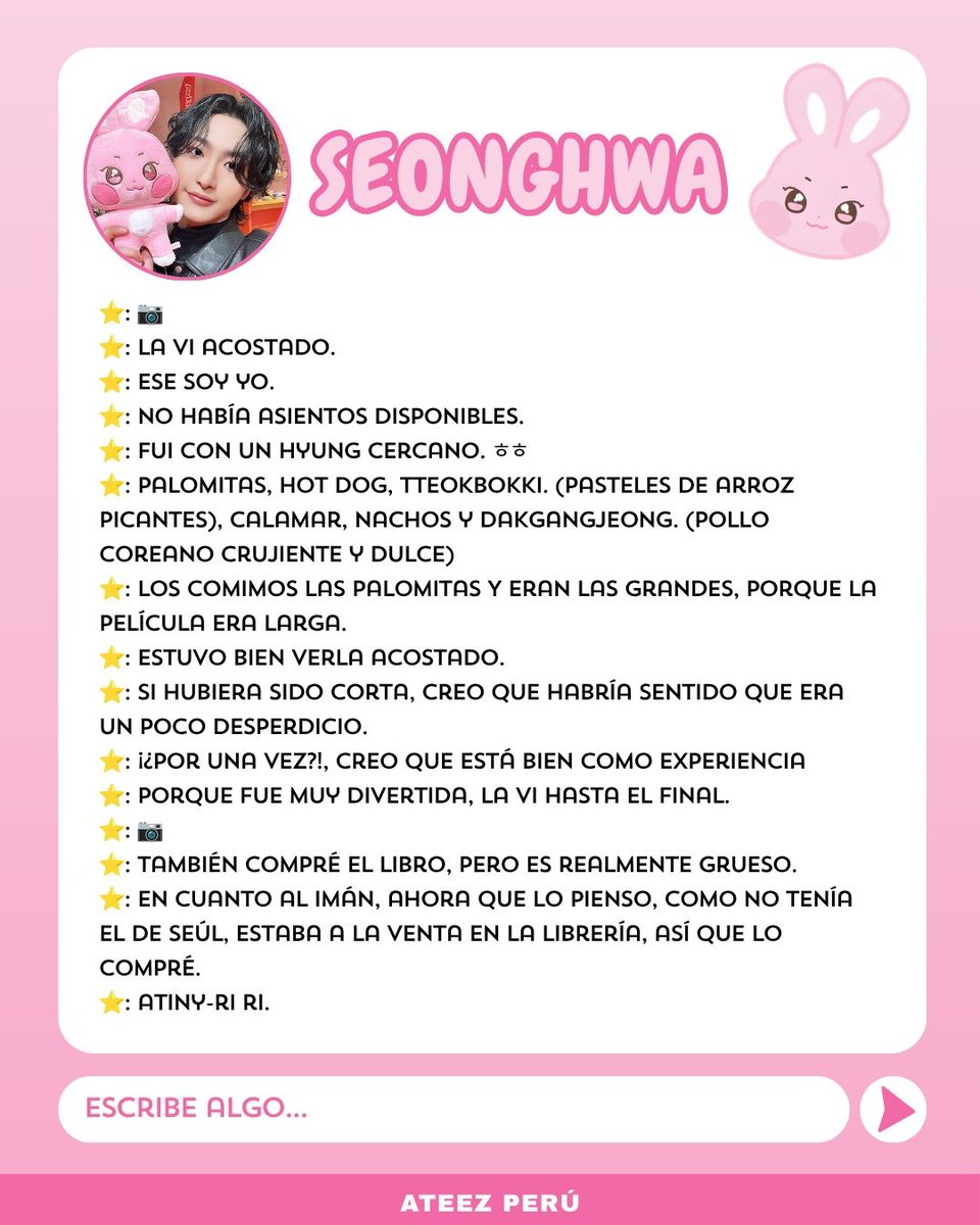 ateezperu's tweet photo. 💌 FROMM CHAT ⟨260823⟩ 
#SEONGHWA

Trad. Inglés: © lovelifebeauty_
Trad. Esp.: 🌙

1/3

#ATEEZ #에이티즈 #エイティーズ https://t.co/3QPK8pmJ8K
