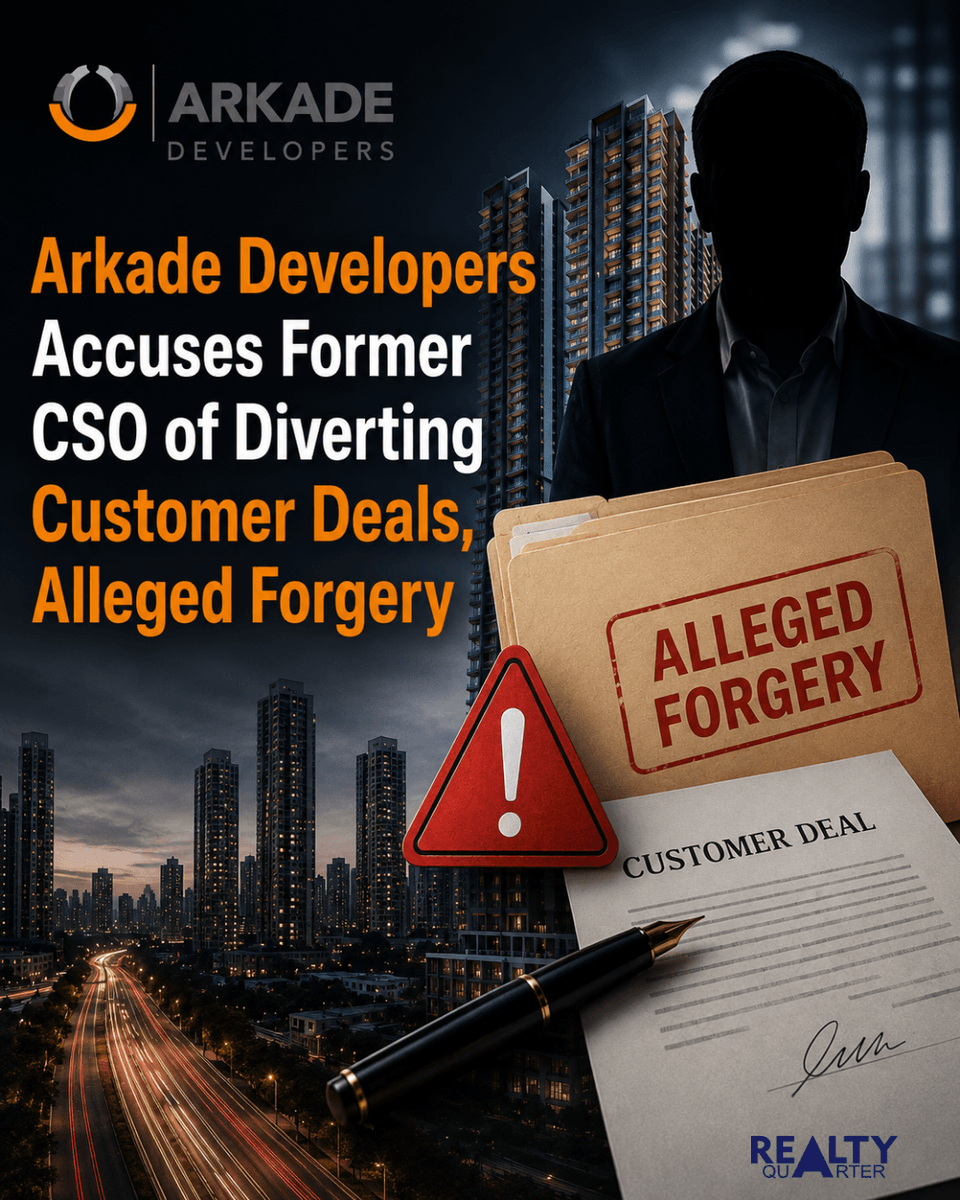 realtyquarter_'s tweet photo. Arkade Developers Files FIR Against Former CSO Over Alleged ₹2 Crore Deal Diversion and Forgery
📖 Read the full story on Realty Quarter.
https://t.co/Eki5IUNLjx
#ArkadeDevelopers #RealEstateNews #MumbaiRealEstate #RealEstateIndustry #Arkade #FIR #RealEstateNewsIndia https://t.co/4dmHVvnNOB
