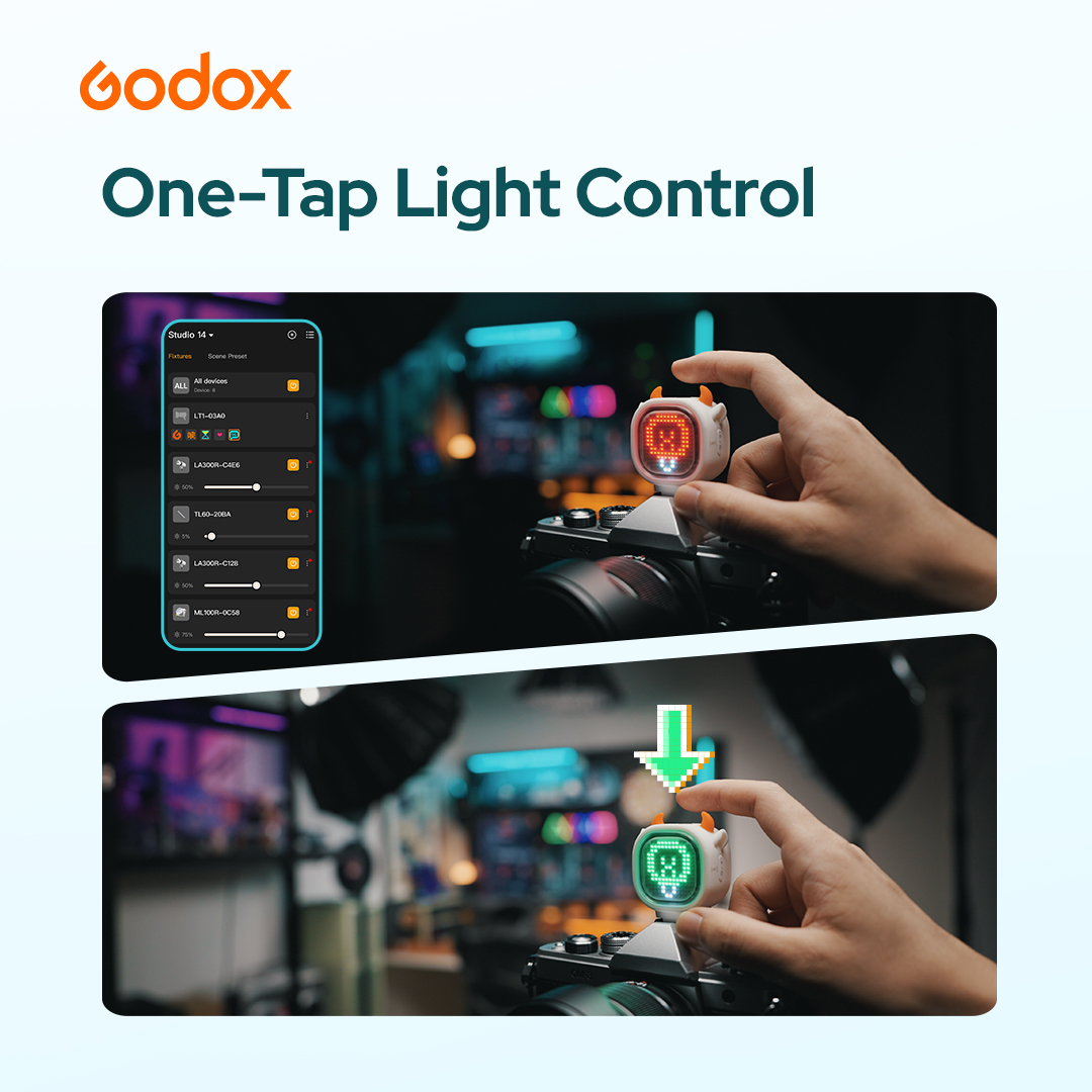 GodoxGlobal's tweet photo. Key Features:
👾 Interactive RGB Pixel Screen: Built-in library + custom pixel art.
👾 One-Tap Light Control: Direct scene power switch without taking out your phone.
👾 NFC Fast Pairing: Touch-to-connect via the Godox Light App.
#Pixellight #GodoxLightApp #CustomPixel https://t.co/eQ4nVEojxj