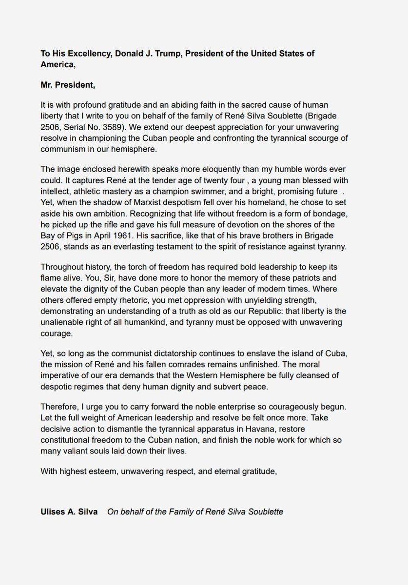 shoalsbeverage's tweet photo. Letter from our brother: Ulises A. Silva to President D. Trump: https://t.co/JLSSNcRocE