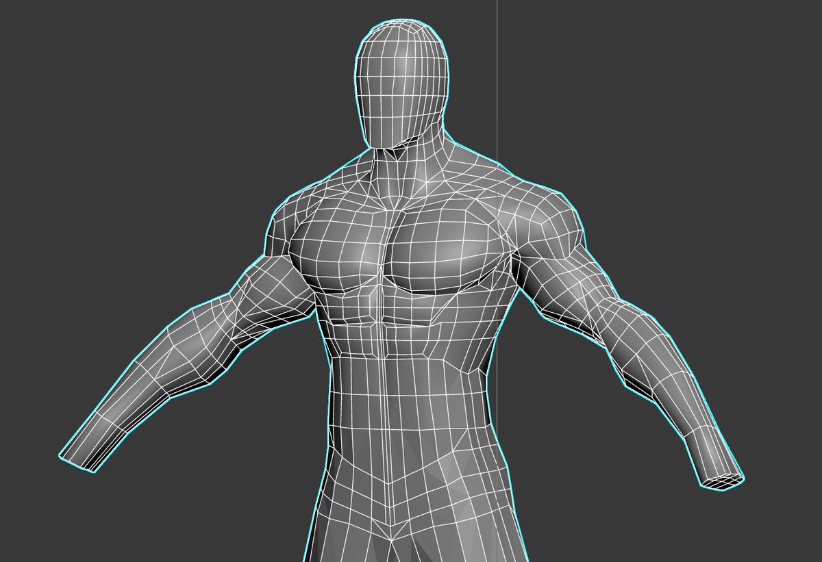 UsingIncognito's tweet photo. trying to model anatomy without sculpting tools for a 3d animation course https://t.co/89Zfnr8TXE