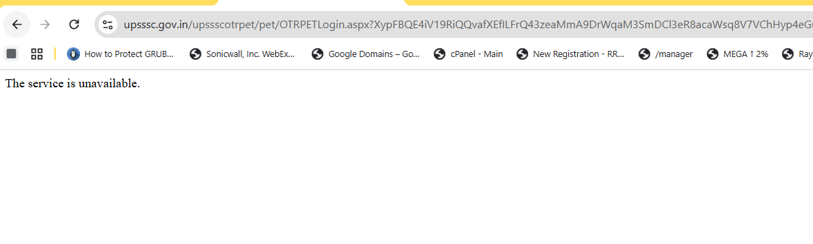 Vinay07sengar's tweet photo. UPSSSC PET website is currently showing “The service is unavailable.” Candidates are unable to fill/submit their forms. Kindly resolve this issue urgently.

@UpssscUp @UPGovt @InfoDeptUP @myogiadityanath  @myogioffice 

#UPSSSC #PET2026 #UPPET #PETForm #UPSSSC_PET https://t.co/43T8aM43im