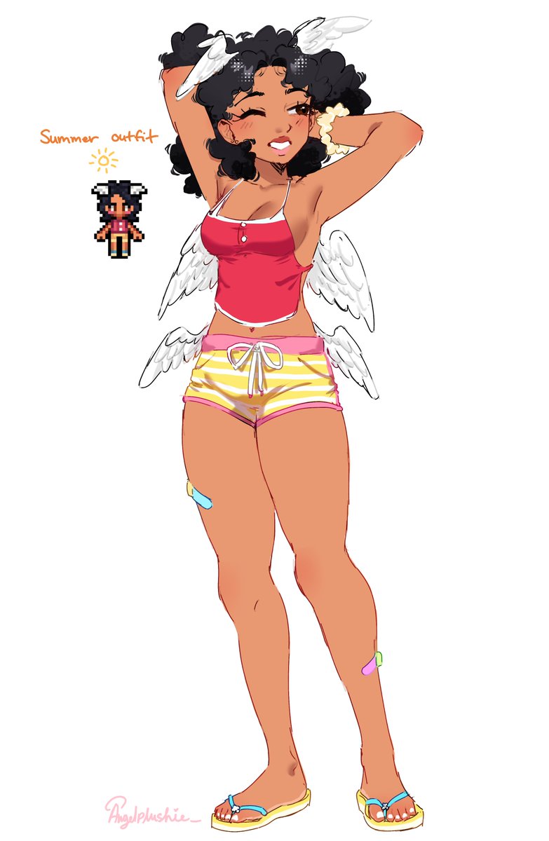 Angelplushie_'s tweet photo. #FieldsofMistria My Farmer outfits from in game😁💖🎀 i love my lil mini me hehe https://t.co/zONRBGNkX2