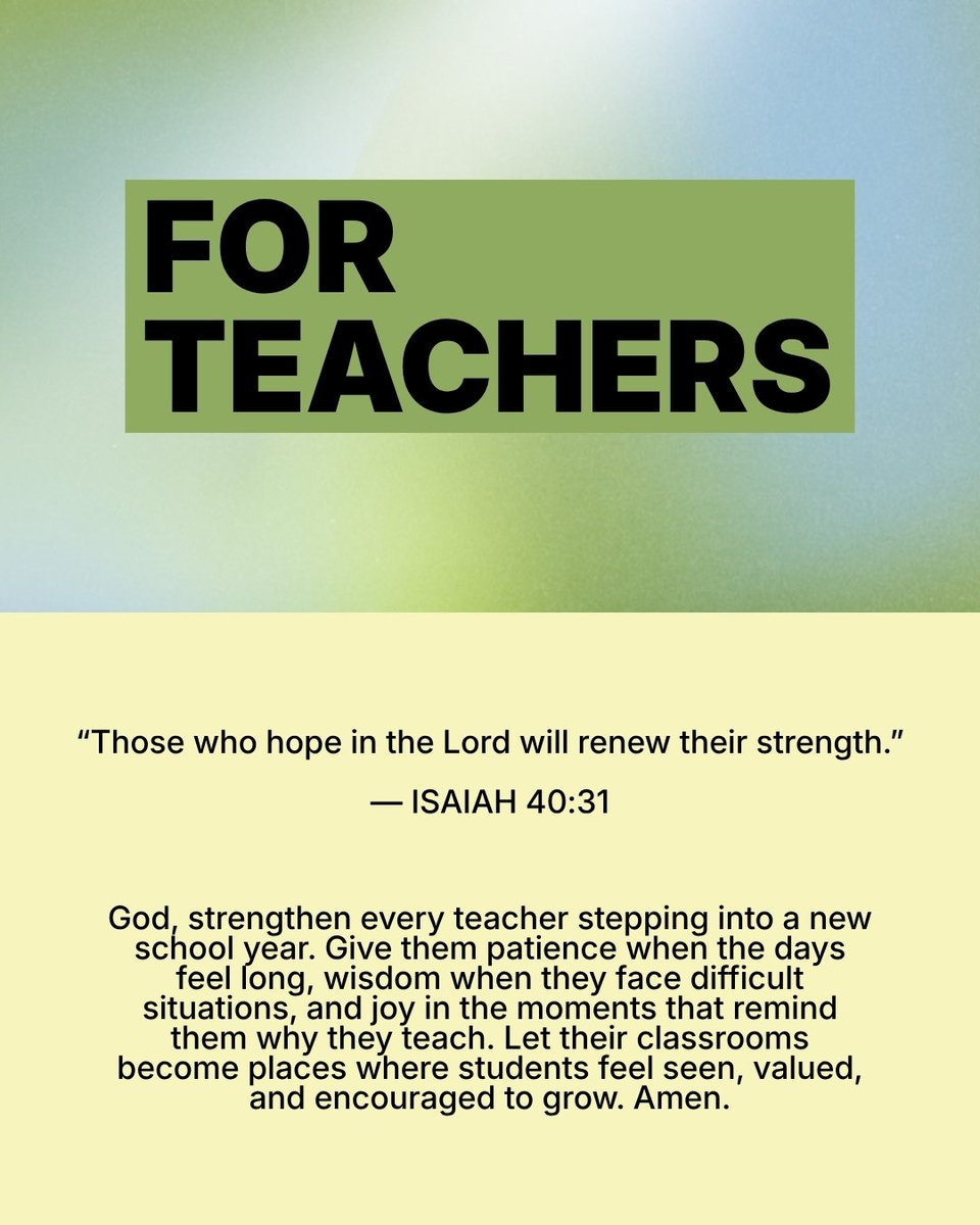 theMVMNTchurch's tweet photo. As a new school year begins, we’re praying for students, teachers, staff, families, and every campus in our community. May this be a year marked by wisdom, protection, growth, courage, and God’s presence.

LET’S COVER OUR SCHOOLS IN PRAYER 🙏 https://t.co/yw0VWjM9B7