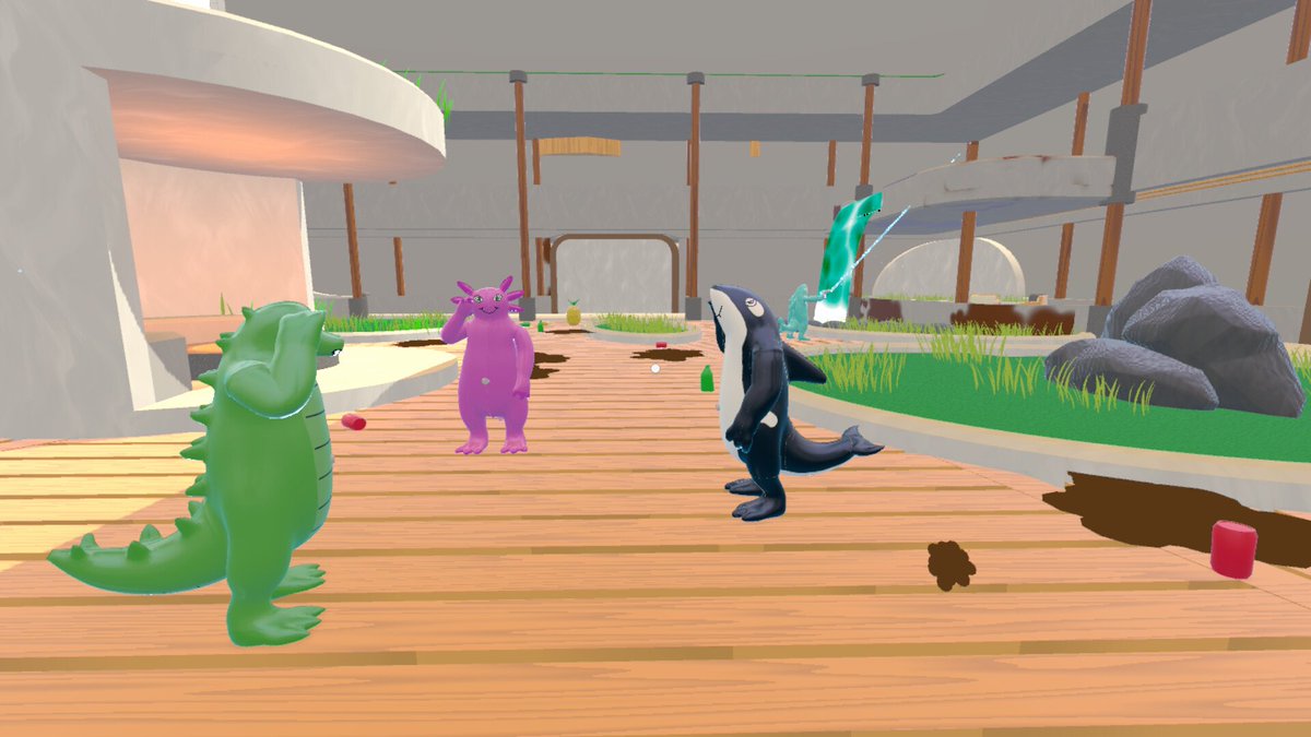 emu_game2020's tweet photo. みんなで掃除してるなかでこっそり汚している犯人を見つけるゲーム『Sneaky Clean』
協力プレイでリゾート施設をモップがけしたり、高圧洗浄機で掃除する。しかし、掃除仲間のなかにライバルのリゾート施設に雇われた奴がいて、ひっそり汚してまわっている。犯人を捕まえて掃除を完了させる。配信向き https://t.co/D6iBuPJDKm