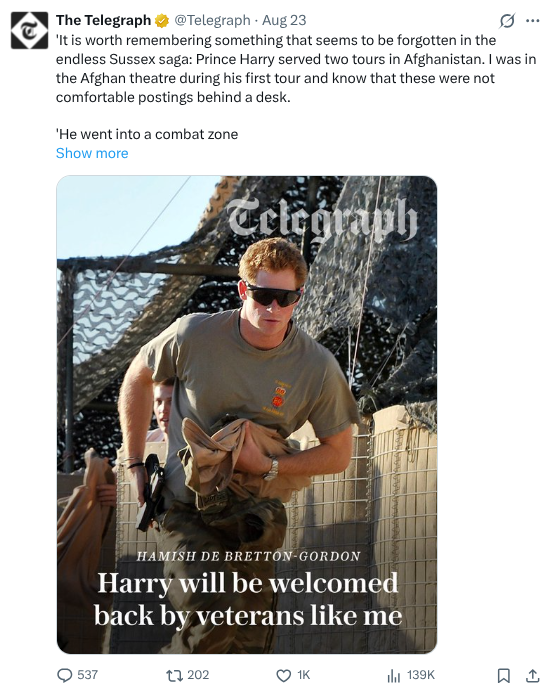 Simpla909's tweet photo. Wonders never cease this week:👀

Is this the British press remembering to print the news and the facts!

👏👏👏👏

#PrinceHarry
#HarryandMeghan
#MeghanandHarry
#InvictusGames
#Invictus
#veteranstrong 
#GoodKingHarry
#ShowUpDoGood
#Archwell
#BetterUp
#MentalHealth https://t.co/9Lob4EY9Th