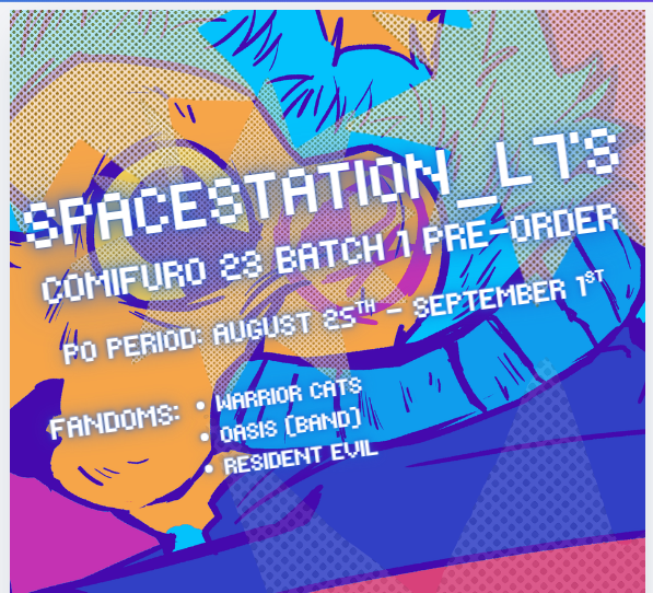 Spacestation_L7's tweet photo. I'm gonna drop my Comifuro 23 Pre-Order catalogue later tonight! Reply if you want to be tagged :)

First batch consists of: Warrior Cats, Resident Evil, and Oasis! :) #cf23 #comifuro https://t.co/zZxukfIdDw
