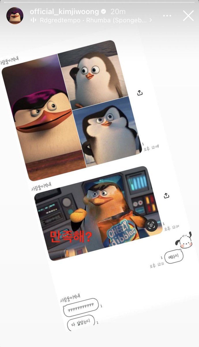 gunxhism's tweet photo. jiwoong actually changed his pfp to the madagascar penguin that gunwook sent he even sent a bunch to choose from 😭

🧸 (beloved maknae): but they all look like you https://t.co/YdwyiEWF0e