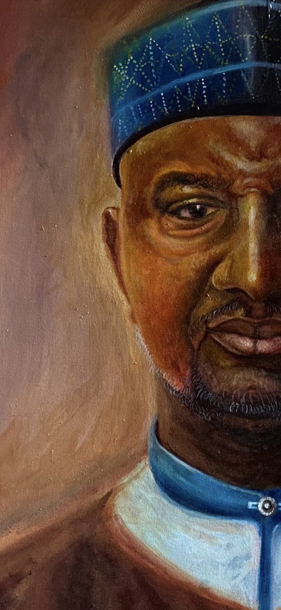 IHSforChrist's tweet photo. Titled: “A legacy in blue”
Medium: Acrylic paints
32x22{canvas size]
 My painting depicts a man, fierce, starring into your eyes telling you not to give up in this life, the way to get started is to quit talking and begin doing, do what you can, with what you have, where you are. https://t.co/aBN4oS9LYG