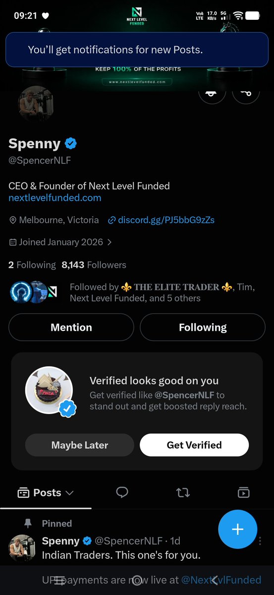 BhauMemevala's tweet photo. @NextLvlFunded @SpencerNLF Let's goo community https://t.co/JJVsTqwcAO