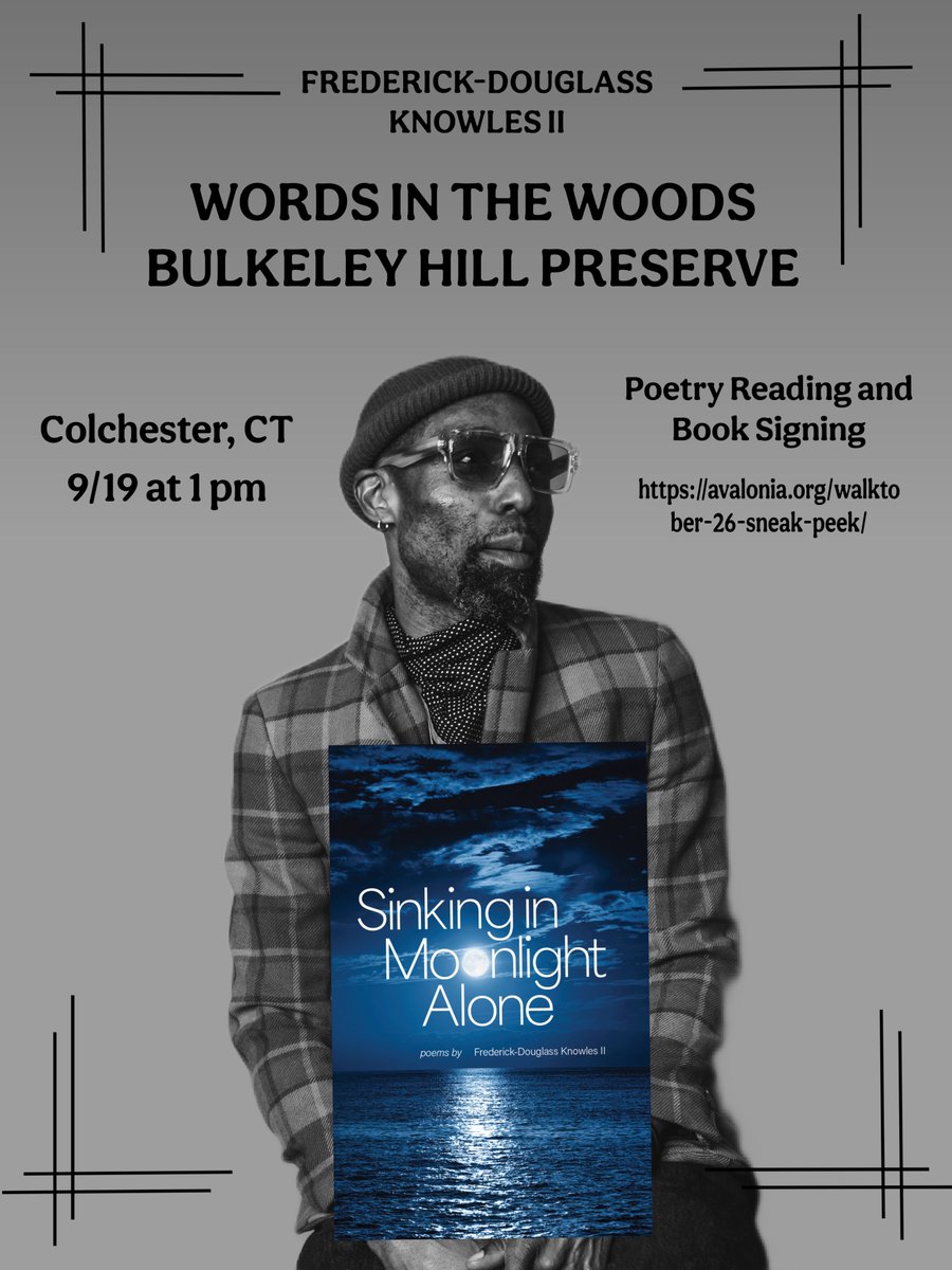 WoodhallPress's tweet photo. Join #author Frederick-Douglass Knowles II for a #poetryreading featuring his #newbook SINKING IN MOONLIGHT ALONE! More information at https://t.co/z9pZfiK2eS
#poetry #poems #mustread #mentalhealth #religion #addiction #isolation #poetrycollection #newbook #authorevent https://t.co/5iG0T8Rl7S