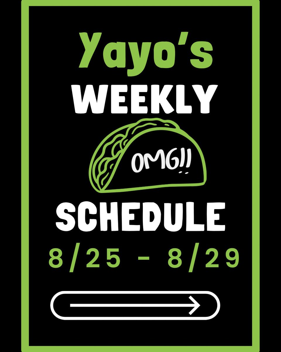 yayosomg's tweet photo. Plot twist: your week just got a lot tastier. 🌮💚

Here’s where you can find Yayo’s THIS WEEK! 👀 full weekly schedule at https://t.co/qJ2LbT9N1O https://t.co/ZHNCaPyNPG