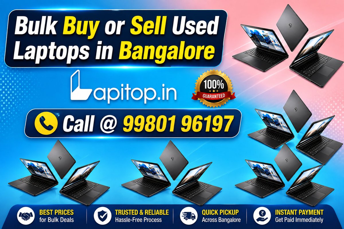 lapitop_blore's tweet photo. Looking for bulk laptop or desktop buying and selling for your business? ๐ป Whether youโre upgrading your office systems or selling old devices, https://t.co/sjJAjUQwMy offers a simple, reliable, and hassle-free solution.
#BulkLaptops #sellDesktop #BusinessLaptop #SellUsedLaptop https://t.co/hmZVVt4f2G