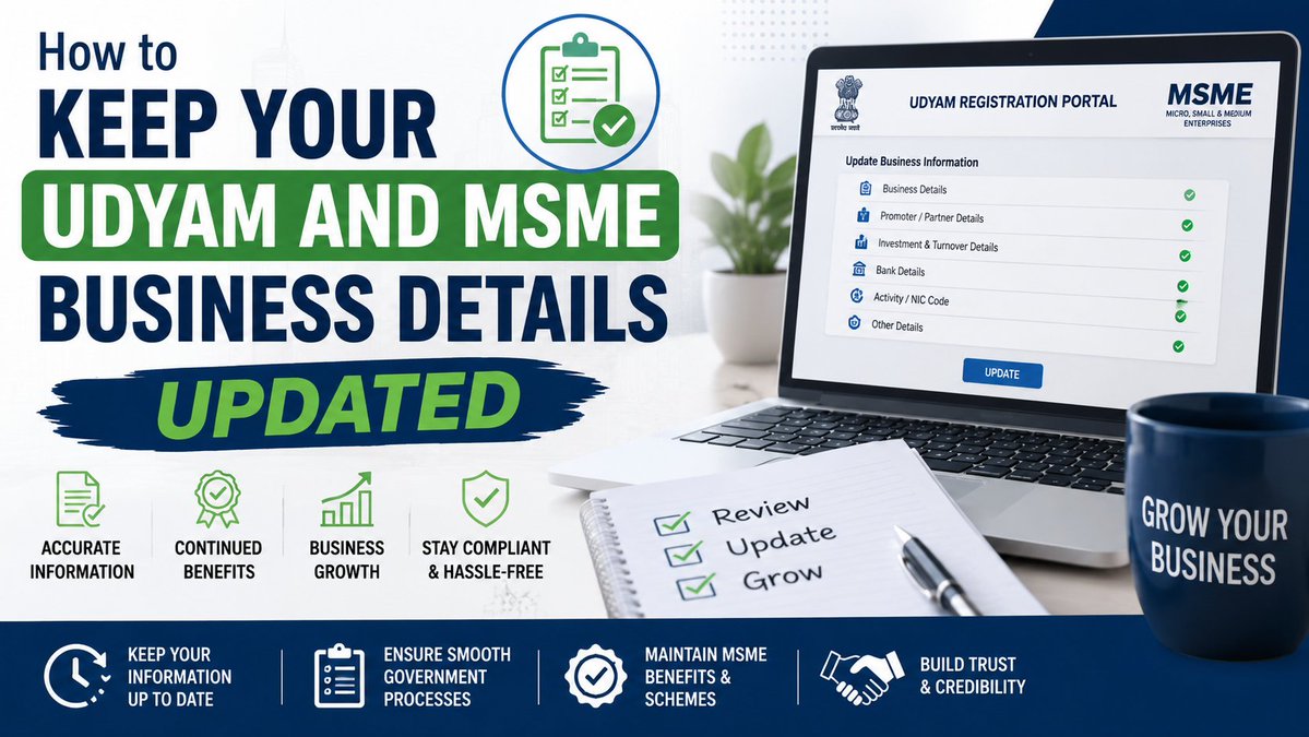 drayshakhan6's tweet photo. Business details can change over time. MSME owners should periodically review their registration information.

Learn more about Udyam certificate update and always verify the latest official requirements before making changes.
https://t.co/zfSGvvG1lC
#MSME #Udyam #Entreprise https://t.co/sE9Uy6Rpye