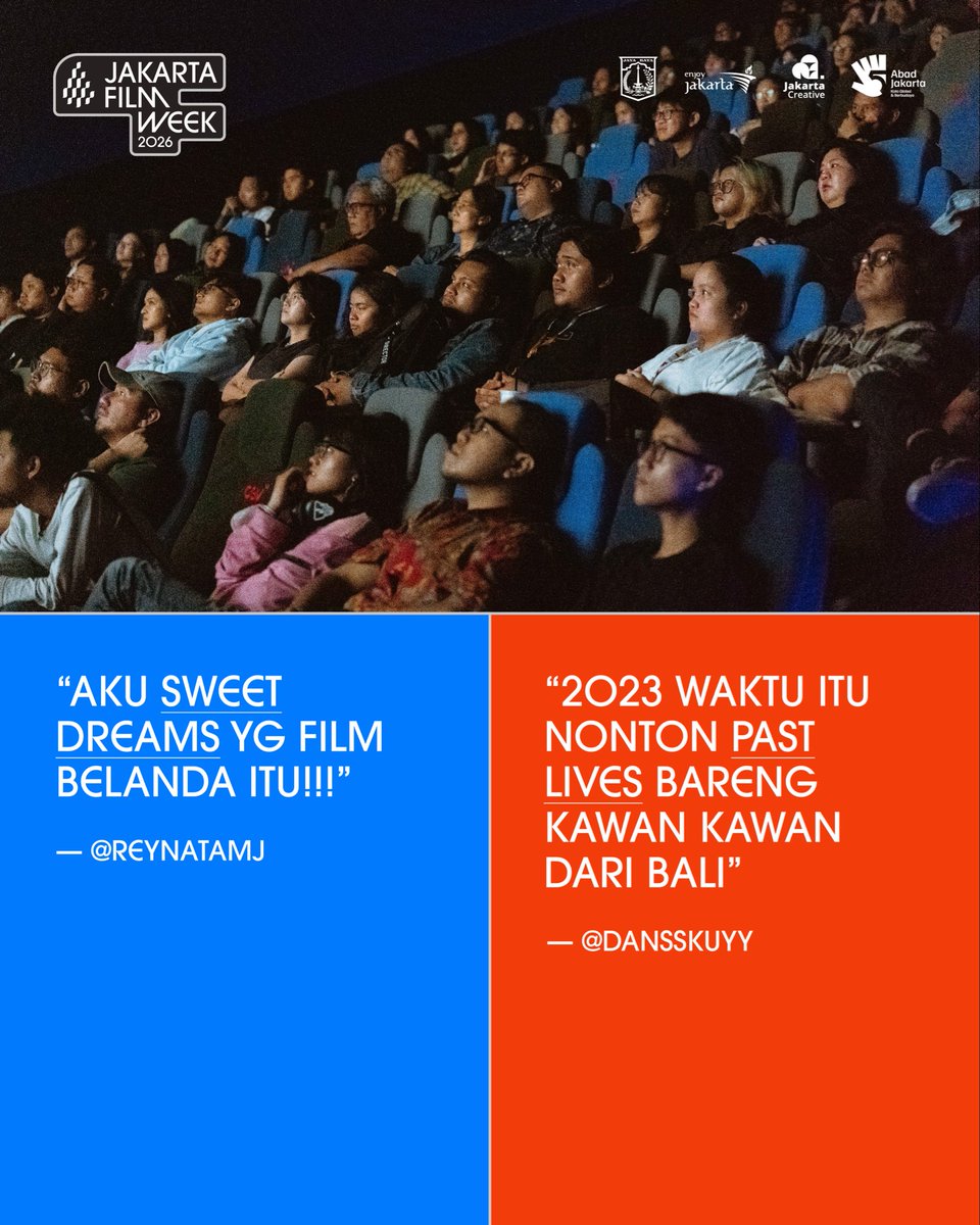 jakartafilmweek's tweet photo. Seneng sekali bisa jadi bagian dari perjalanan sinema kalian🎬✨ https://t.co/NVgzpnXKsw