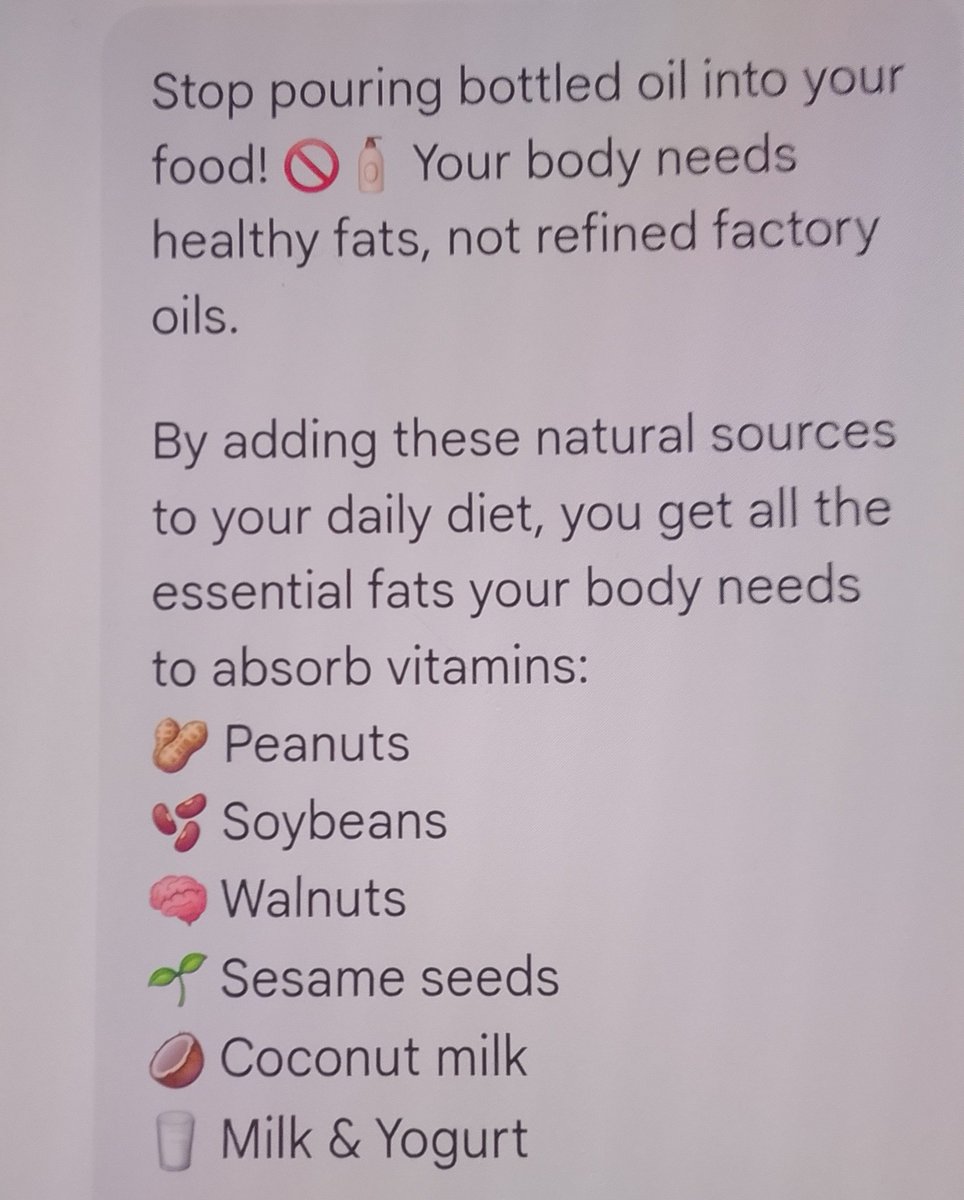 bright_sim95101's tweet photo. U can leave Refined oil 100% ,to digest vitamin A D E K, U need some oil in our body which U get from these things sufficiently!U know,U destroy Vitamin C & B every day by frying the vegetables in oil!I'm oil FREE from & taking every day these things regularly🤸🧘☺️
#Zerooil https://t.co/IulsZWtOyd