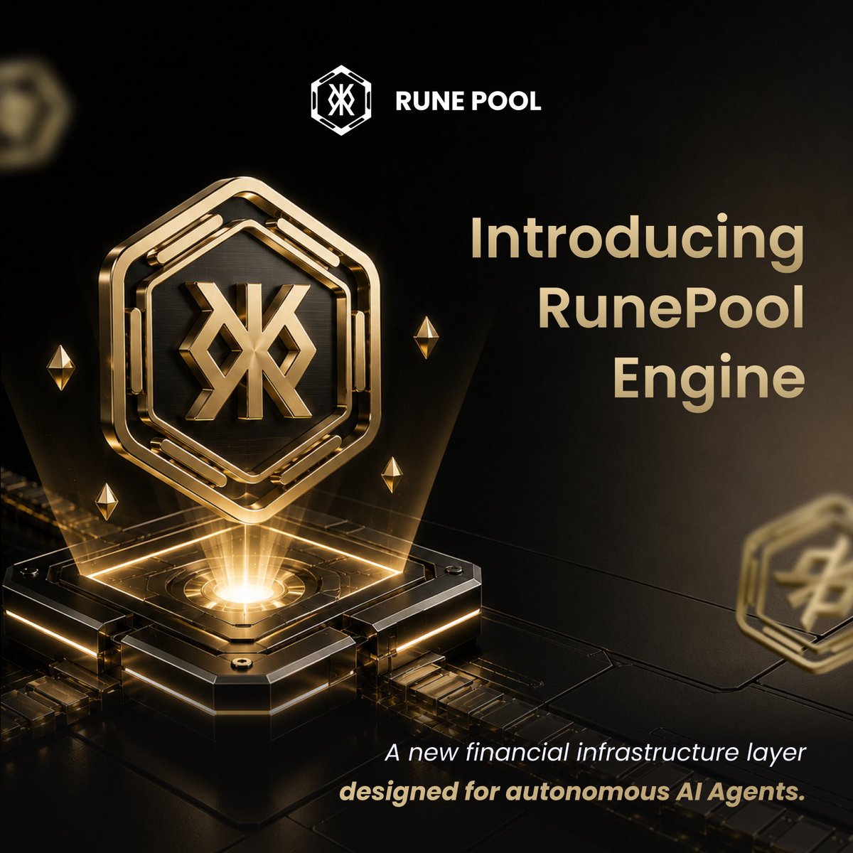 RunePoolBTC's tweet photo. AI Agents can think.
Strategies can be generated.
But execution is what makes them real.
The RunePool Engine connects programmable capital, liquidity, and on-chain execution — giving autonomous Agents the infrastructure to turn strategies into action. ⚙️
#RunePool #AI #Web3 https://t.co/Qsr0oNTCQn