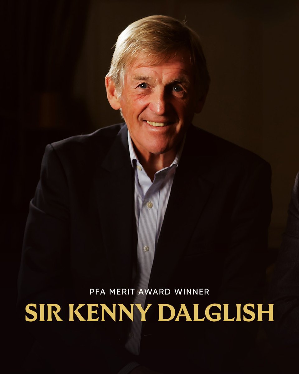 PFA's tweet photo. Sir Kenny Dalglish has been honoured as the winner of the PFA Merit Award. 🏆

@kennethdalglish 👏 https://t.co/K1Vd050Utf