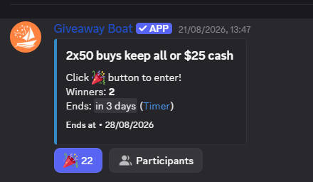 Kasperhcs's tweet photo. Bonus Buy Giveaway ! 🎁

This giveaway is still live. You have to Wager 6K Before it ends ! You win a 50$ buy keep all or just 25$ tip 💸

Join discord because we are doing other daily giveaways + more like this 🔥

2500$ LB is live https://t.co/EmBBA7dwjJ 🥇

Use code https://t.co/0Ltu3o5vtw For better rewards ✅